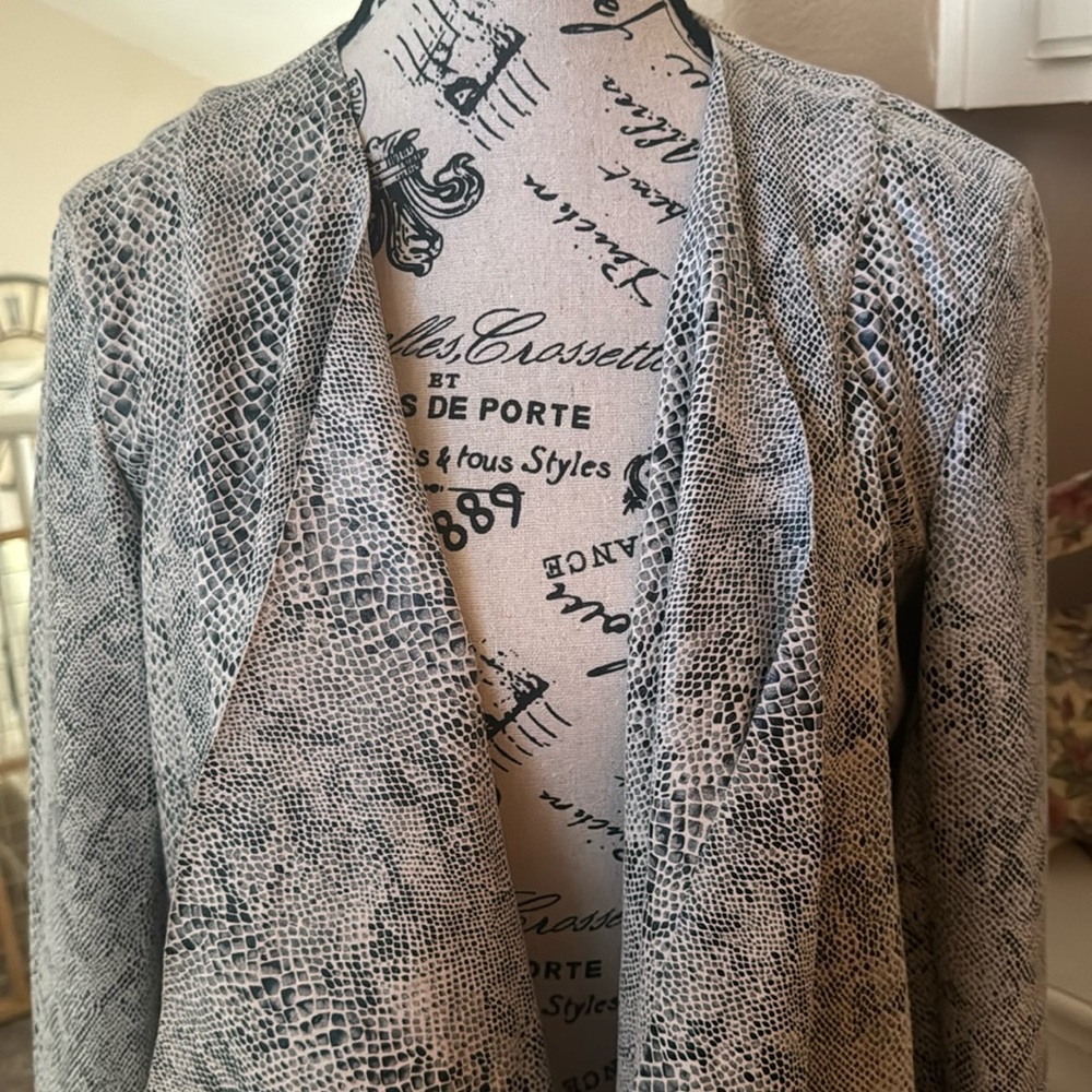 BLANK NYC snake skin thin leather jacket shawl